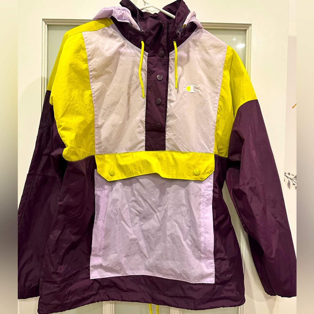 Champion Jacket Windbreaker Pullover Packable Hood - image 1